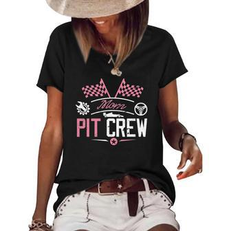 Racing Car Mommy Racer Mom Pit Crew For Mother Women Women's Short Sleeve Loose T-shirt | Mazezy