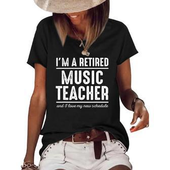 Retired Music Teacher Schedule 1 Music Teacher Gift Women's Short Sleeve Loose T-shirt | Mazezy