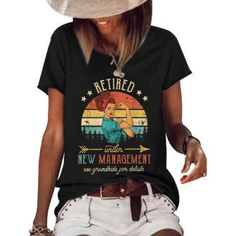 Retired Under New Management See Grandkids For Details V2 Women's Short Sleeve Loose T-shirt - Seseable