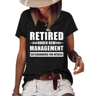 Retired Under New Management See Grandkids For Details V3 Women's Short Sleeve Loose T-shirt - Seseable