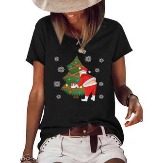 Santa Butt Crack Merry Christmas Women's Short Sleeve Loose T-shirt