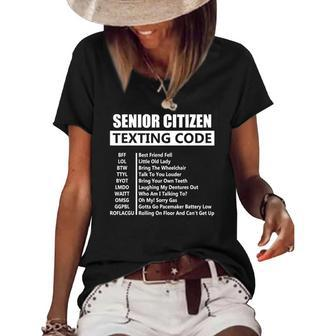 Senior Citizen Texting Code Amazing Print For Old People Women's Short Sleeve Loose T-shirt | Mazezy