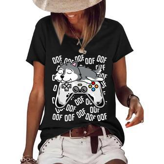 Siberian Husky Video Game Noob Oof Shirt Kids Boys Girls Women's Short Sleeve Loose T-shirt - Monsterry UK
