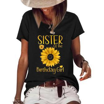 Sister Of The Birthday Girl Sunflower Family Matching Party Women's Short Sleeve Loose T-shirt