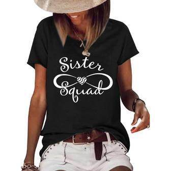 Sister Squad Funny Sister Birthday Party Gift Women's Short Sleeve Loose T-shirt - Seseable