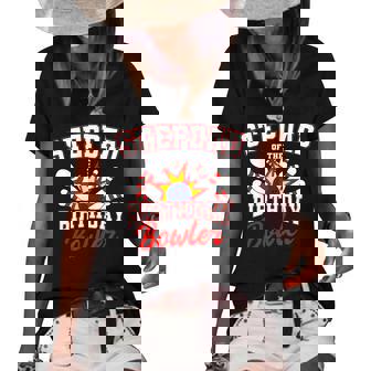 Stepdad Of The Birthday Bowler Bday Bowling Party Women's Short Sleeve Loose T-shirt | Mazezy