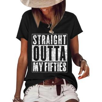Straight Outta My Fifties Funny 60Th Birthday Gift Women's Short Sleeve Loose T-shirt - Seseable