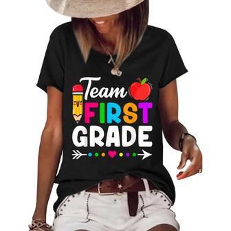 Team First Grade Kids Teacher Student Back To School Women's Short Sleeve Loose T-shirt - Seseable