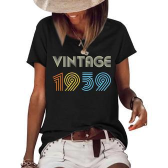 Vintage 1959 Born In Fifties Birthday Women's Short Sleeve Loose T-shirt - Seseable