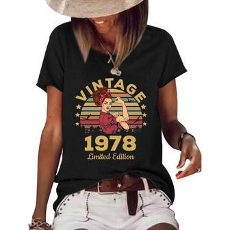 Vintage 1978 Made In 1978 44Th Birthday Women 44 Years Women's Short Sleeve Loose T-shirt | Mazezy