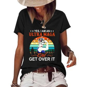 Vintage Yes I Am An Ultra Maga Girl Get Over It Pro Trump Women's Short Sleeve Loose T-shirt | Mazezy