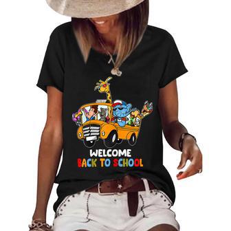 Welcome Back To School Zoo Animal Bus 477 Shirt Women's Short Sleeve Loose T-shirt | Favorety DE