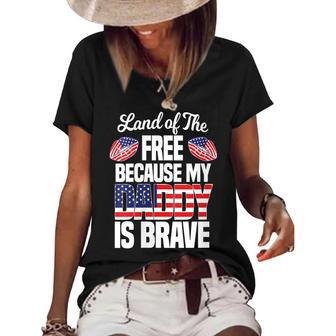 Womens 4Th Of July Dad American Usa Flag Fathers Day Women's Short Sleeve Loose T-shirt - Seseable