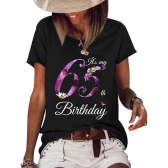 Womens 65 Years Old Floral 1957 Its My 65Th Birthday Gift Women's Short Sleeve Loose T-shirt | Mazezy