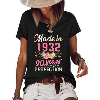 Womens 90Th Birthday Made In 1932 90 Years Of Perfection Women's Short Sleeve Loose T-shirt | Mazezy