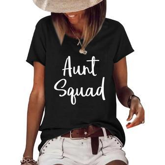 Womens Aunt Squad Auntie Aunt Women's Short Sleeve Loose T-shirt | Mazezy