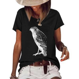 Womens Bird Falcon Bird Of Prey Women's Short Sleeve Loose T-shirt | Mazezy