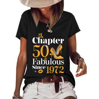 Womens Chapter 50 Fabulous Since 1972 Funny 50Th Birthday Women's Short Sleeve Loose T-shirt - Seseable