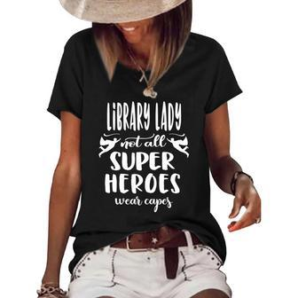 Womens Cool Super Library Lady Saying Library Lady Women's Short Sleeve Loose T-shirt | Mazezy