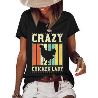 Womens Crazy Chicken Lady V3 Women's Short Sleeve Loose T-shirt - Seseable
