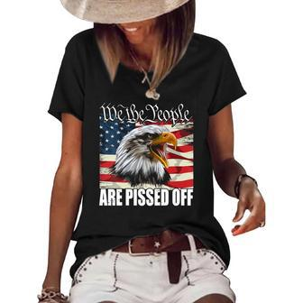 Womens Funny American Flag Bald Eagle We The People Are Pissed Off Women's Short Sleeve Loose T-shirt | Mazezy
