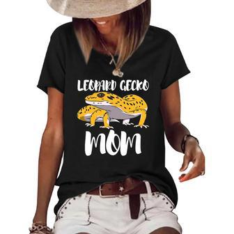 Womens Mom Of A Leopard Gecko Cute Lizard Reptile Women's Short Sleeve Loose T-shirt | Mazezy