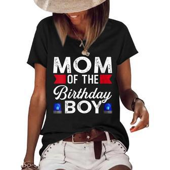 Womens Mom Of The Birthday Boy Birthday Boy Women's Short Sleeve Loose T-shirt - Seseable