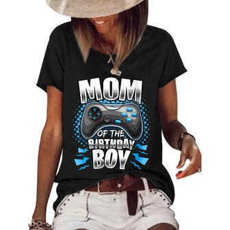Womens Mom Of The Birthday Boy Matching Video Gamer Birthday Party V2 Women's Short Sleeve Loose T-shirt - Seseable