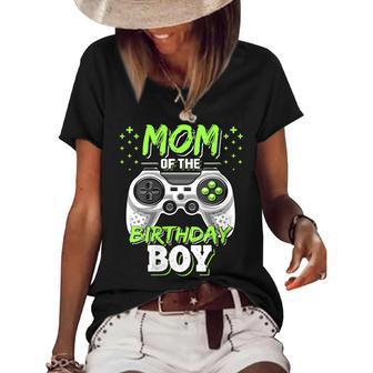 Womens Mom Of The Birthday Boy Matching Video Gamer Birthday Party V4 Women's Short Sleeve Loose T-shirt - Seseable
