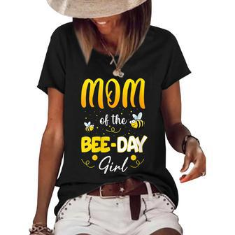 Womens Party Matching Birthday Sweet Mom Of The Bee Day Girl Hive Women's Short Sleeve Loose T-shirt - Seseable