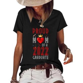 Womens Proud Mom Of A 2022 Graduate Graduation 2022 Mother Red Women's Short Sleeve Loose T-shirt | Mazezy