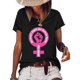 Womens Rights Are Human Rights Pro Choice Women's Short Sleeve Loose T-shirt | Mazezy