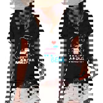 Womens Trans Mama Bear Proud Mom Rainbow Transgender Mothers Day Women's Short Sleeve Loose T-shirt | Mazezy