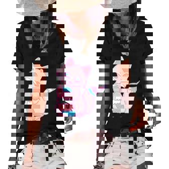 Womens Trans Pride Kawaii Fox Transgender Women's Short Sleeve Loose T-shirt | Mazezy