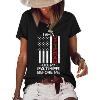Womens Veteran Usa Dad Father Before 4Th Of July Gift Women's Short Sleeve Loose T-shirt - Seseable