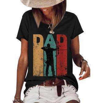 Womens Vintage Archery Dad Fathers Day Archer Daddy 4Th Of July Women's Short Sleeve Loose T-shirt - Seseable
