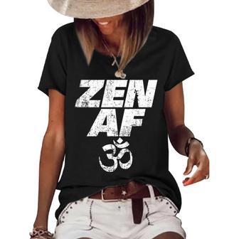 Zen Af Om Symbol Vintage Meditation Yoga Distressed V2 Women's Short Sleeve Loose T-shirt - Seseable