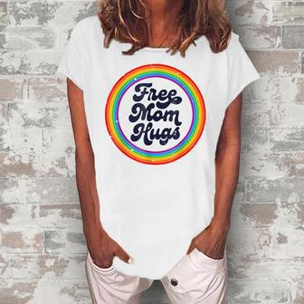 Lgbtq Free Mom Hugs Gay Pride Lgbt Ally Rainbow Lgbt  Women's Loosen Crew Neck Short Sleeve T-Shirt