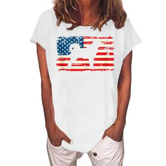 Akita Inu For Dog Mom Dog Dad Usa Flag 4Th Of July Women's Loosen T-shirt - Seseable