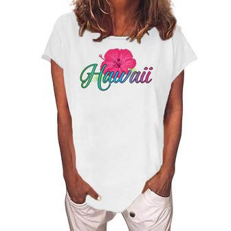 Womens Aloha Hawaii From The Island - Feel The Aloha Flower Spirit Women's Loosen T-Shirt | Mazezy