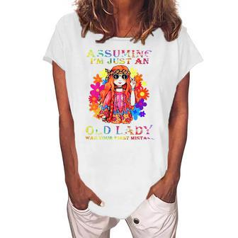 Womens Assuming Im Just An Old Lady Hippie Women's Loosen T-Shirt | Mazezy