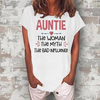 Auntie Auntie The Woman The Myth The Bad Influence Women's Loosen T-shirt - Seseable