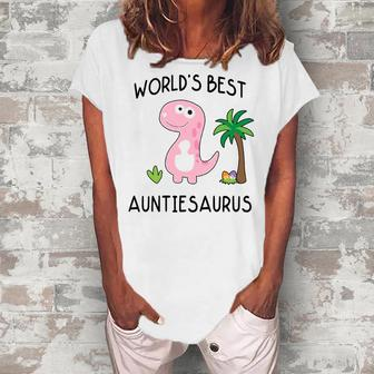 Auntie Worlds Best Auntiesaurus Women's Loosen T-shirt - Seseable