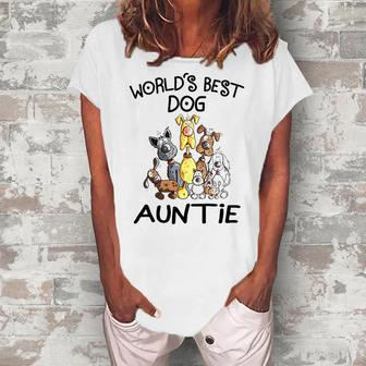 Auntie Worlds Best Dog Auntie Women's Loosen T-shirt - Seseable