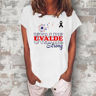 Dandelion Uvalde Strong Texas Strong Pray Protect Kids Not Guns Women's Loosen T-Shirt | Mazezy
