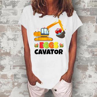 Excavator Shirts For Toddler Boys Girls Easter Eggs Cavator Women's Loosen Crew Neck Short Sleeve T-Shirt | Favorety CA