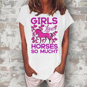 Girls Love Hhoresed So Much Women's Loosen Crew Neck Short Sleeve T-Shirt | Favorety