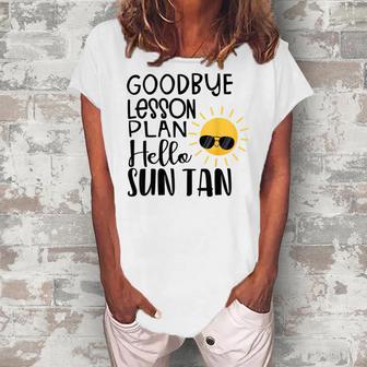 Good Bye School Hello Summer Women's Loosen Crew Neck Short Sleeve T-Shirt | Favorety CA