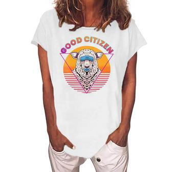 Womens Good Citizen Sheep Duct Tape Vaporwave V Neck Women's Loosen T-Shirt | Mazezy