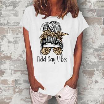 Happy Field Day Field Day Tee Kids Graduation School Fun Day V11 Women's Loosen Crew Neck Short Sleeve T-Shirt | Favorety DE